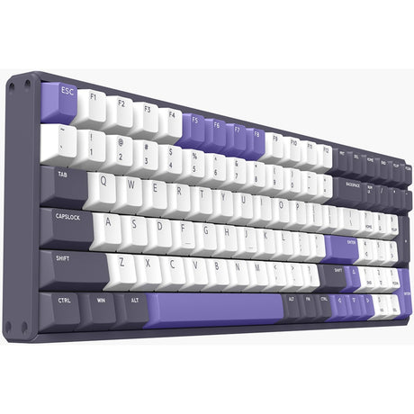 Bezprzewodowa klawiatura mechaniczna Iqunix F97 lavandin (lawendowy, układ amerykański (qwerty), wiśniowy mx cichy czerwony, 96%, diody rgb, możliwość wymiany podczas pracy, pbt, 2,4 GHz | bluetooth 5.1 | usb-c)