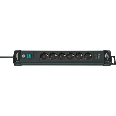 Listwa zasilająca Brennerstuhl premium-line z 6-kierunkowym złączem USB czarna 3m h05vv-f 3g1.5