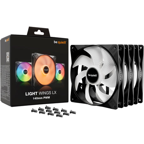 Bądź cicho! Wentylatory Light Wings lx pwm rgb (czarne, 3 sztuki, 140 x 140 x 25 mm)