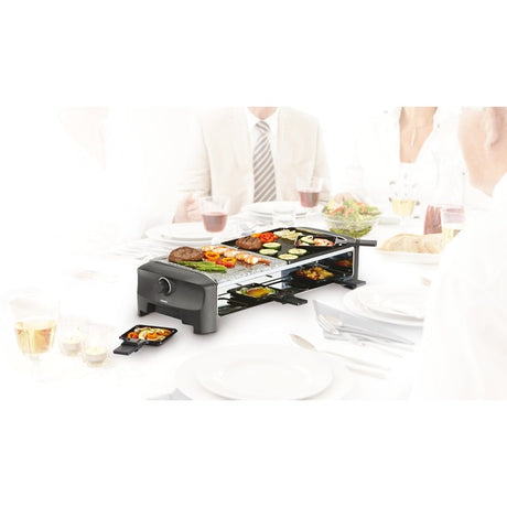 Zestaw dla smakoszy Princess raclette 8 z kamiennym grillem (szary czarny)