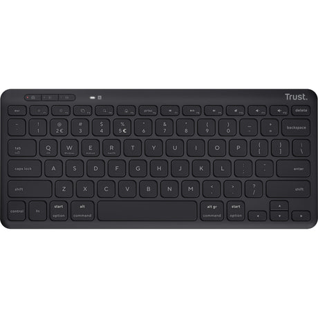 Kompaktowa bezprzewodowa klawiatura Trust Lyra (czarna, układ US (QWERTY), przełączniki nożycowe, 65%, 2,4 GHz USB, Bluetooth)
