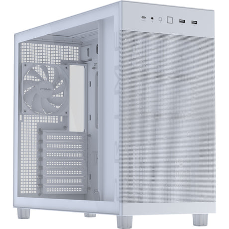 Asus Prime Ap303 - Obudowa Midi Tower z panelem ze szkła hartowanego (biała | 2x USB-A | 1x USB-C | Szkło hartowane)