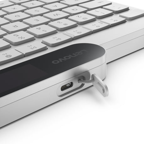 Samoładująca klawiatura Bluetooth Lenovo 800 (biała, układ US (QWERTY), tłok, 100%, przełącznik tłokowy, Bluetooth 5.1, USB-C)