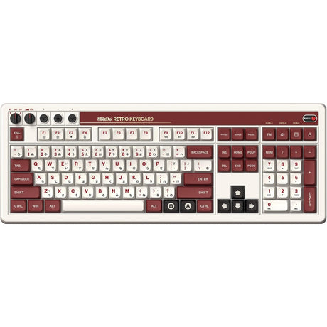 Klawiatura mechaniczna 8bitdo retro edycja fami (beżowa, układ us (qwerty), kailh box biała, 100%, bluetooth low Energy, bezprzewodowa 2.4g, usb)