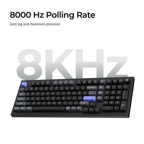 Keychron q5 he 8k klawiatura z przełącznikiem magnetycznym (biała, układ us (qwerty), ultraszybka limetka, 96%, diody rgb, osa double-shot pbt, hot swap, pokrętło)