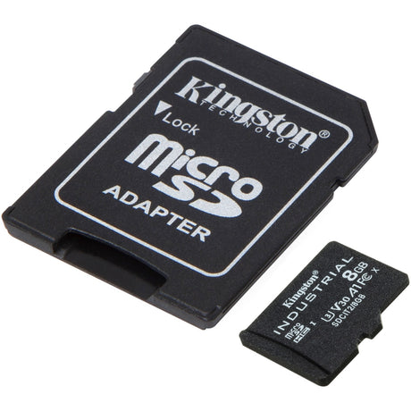 Przemysłowa karta pamięci Kingston microSDHC 8 GB (czarna, w zestawie adapter SD, klasa 10, UHS-I, U3, V30, A1)