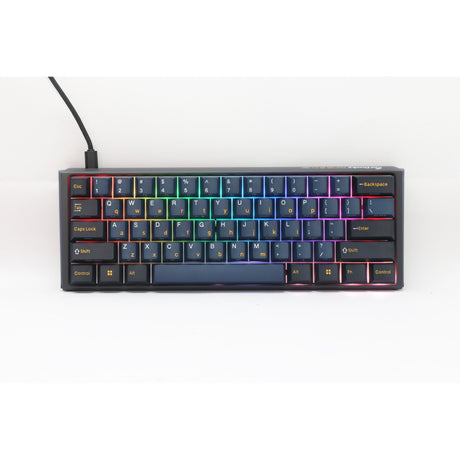 Mechaniczna klawiatura do gier Ducky one 3 pro mini rgb (czarna, układ amerykański (qwerty), wiśnia mx2a speed silver, 60%, dioda rgb, double-shot pbt, mechanika szarlatanu, hot swap)
