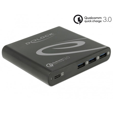 Delock Ładowarka USB 1x USB Typ-C + 3x USB Typ-A (czarna)