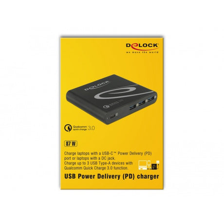 Delock Ładowarka USB 1x USB Typ-C + 3x USB Typ-A (czarna)