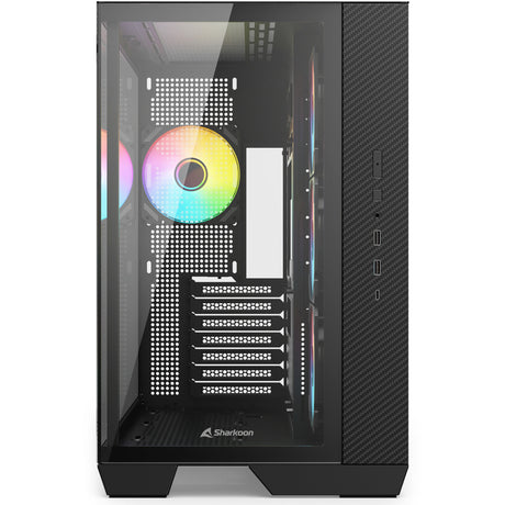 Obudowa midi tower ze stali Sharkoon Sharkoon (czarna | 2x USB-A | 1x USB-C | RGB | szkło hartowane)