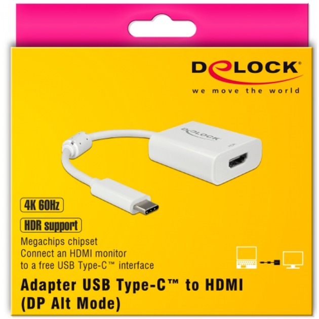 Delock Adapter USB-C > HDMI (biały, 0,1 metra, 4K 60 Hz, HDR)