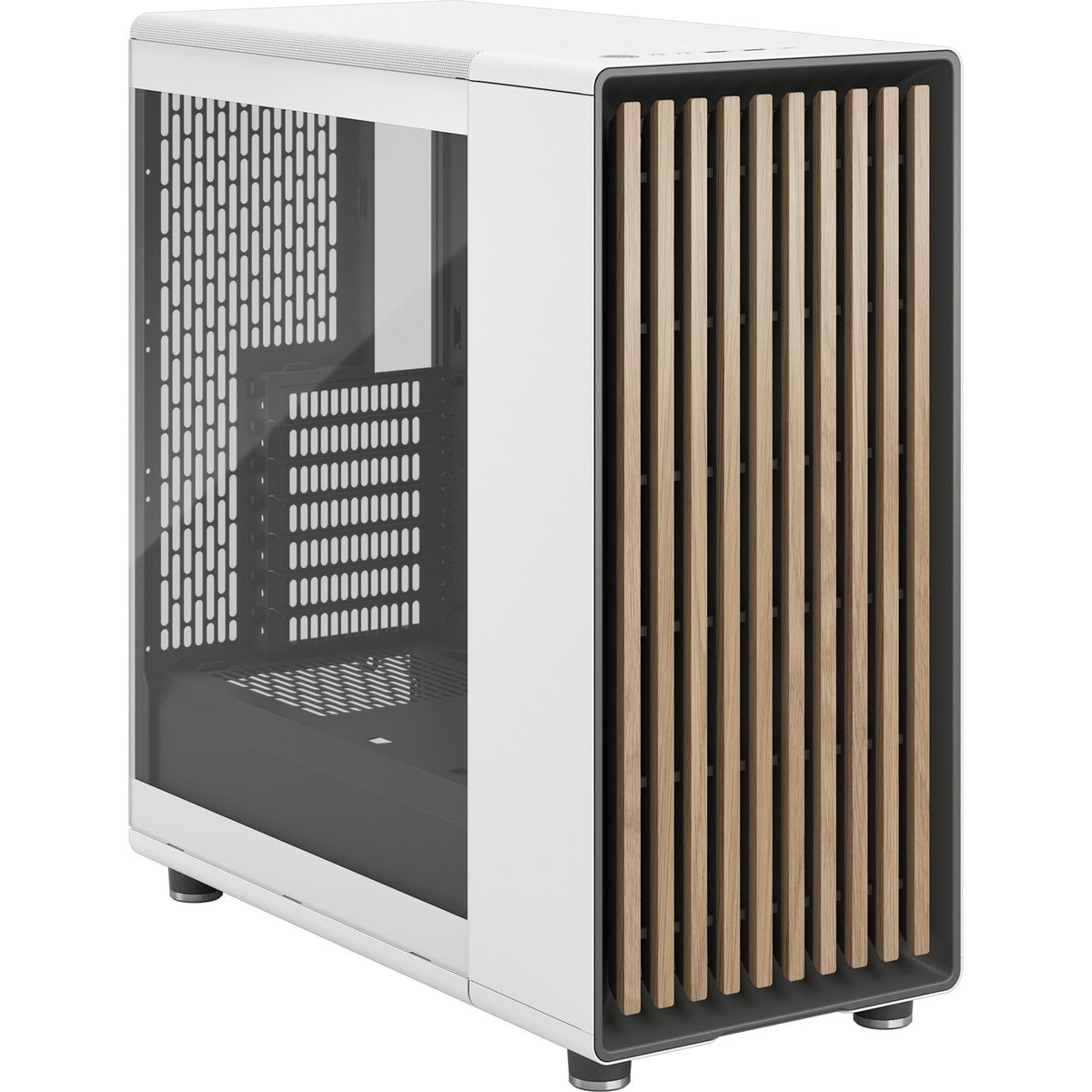 Obudowa Midi Tower o konstrukcji fraktalnej (biały kolor drewna | 2x USB-A | 1x USB-C | szkło hartowane)