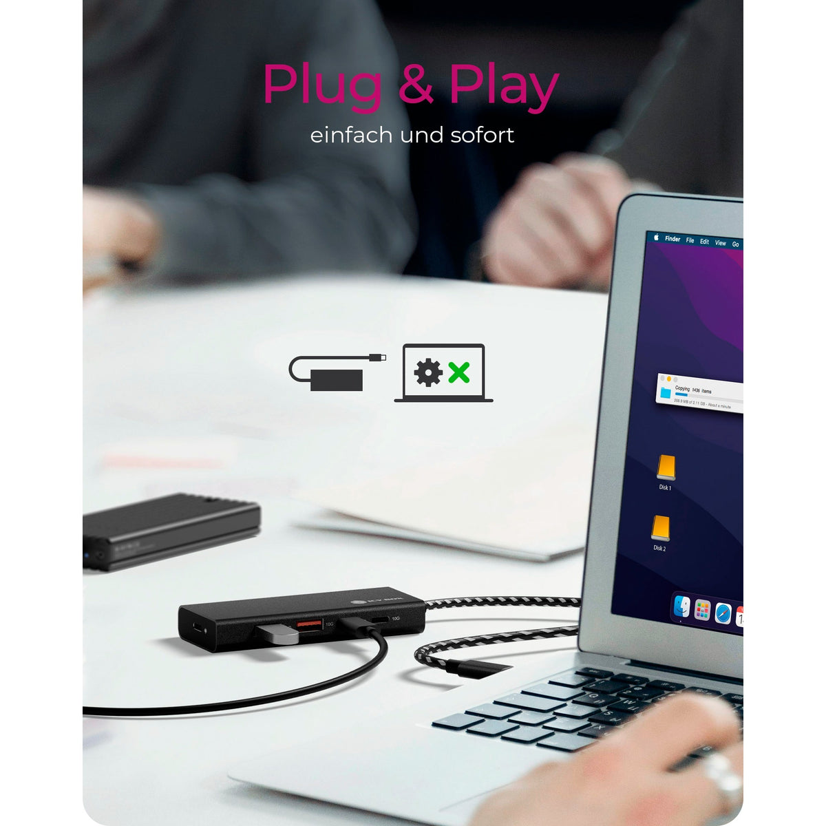 Icy box ib-hub1436-cpd koncentrator USB (czarny, 2x USB-A, 2x USB-C)