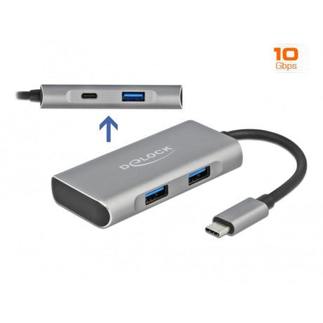 Delock zewnętrzny koncentrator USB 3.2 gen 2 USB typu C Hub USB (szary)