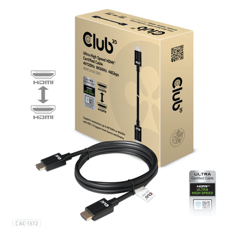 Certyfikat Club 3D ultra high speed HDMI 2.1 kabel męsko-męski (czarny, 2 metry, 4K 120 Hz, 8K 60 Hz, 48 Gb/s)