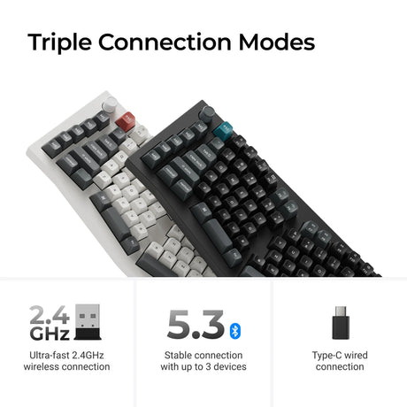 Keychron q13 ultra-p1 Bezprzewodowa, niestandardowa klawiatura mechaniczna 8k (biała, układ amerykański (qwerty), jedwabny pom czerwony, 96%, rgb, hot swap, 8k, 2,4 ghz | bluetooth 5.2 | usb-c)