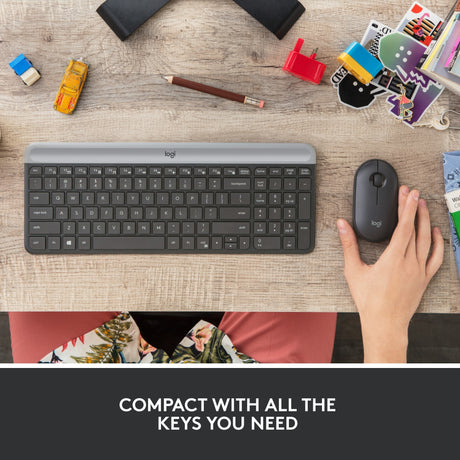 Zestaw bezprzewodowy Logitech mk470 slim (czarny, układ US-International (QWERTY), przełączniki nożycowe, 100%, 1000 dpi)