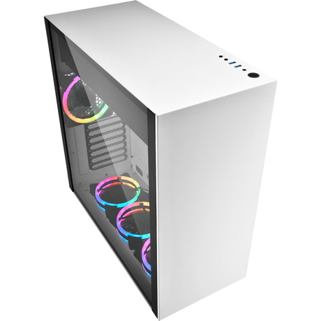 Obudowa midi tower Sharkoon z czystej stali rgb (biała | 2x usb-a | rgb | szkło hartowane)