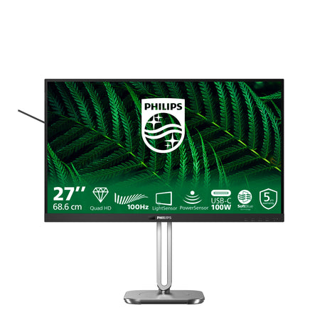 Philips 27b2g5601 27 monitor (zilver zwart, 1x displayport, 1x hdmi, 3x usb-c, 4x usb-a, 1x rj-45)