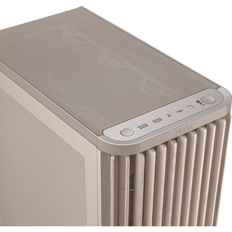 Asus proart pa401 wood Edition - obudowa midi tower z panelem siatkowym (beżowy kolor drewna | 2x USB-A | 1x USB-C)