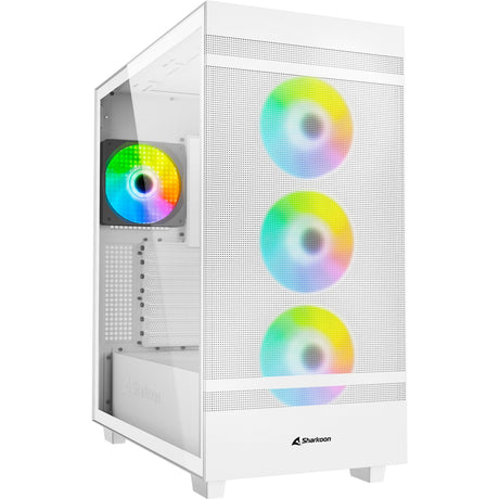 Sharkoon rebel c50 biała obudowa midi tower rgb (biała | 2x usb-a | 1x usb-c | rgb | szkło hartowane)