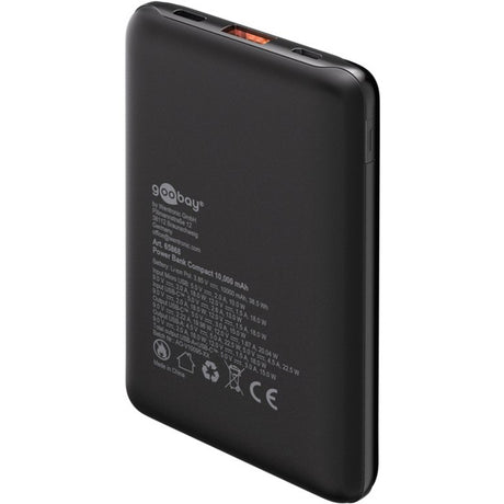 Kompaktowy power bank Goobay 10 000 mAh (czarny, 10 Ah, 1x USB-A, 1x USB-C, zasilanie, szybkie ładowanie)