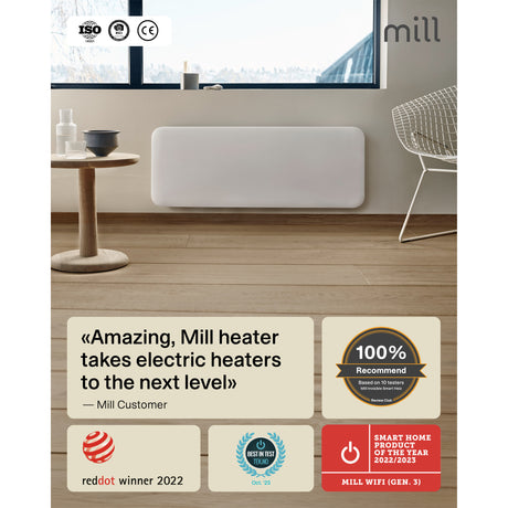 Grzejnik panelowy Wi-Fi ze stali młynowej pa1300wifi4, konwektor 1300 W (biały, Wi-Fi 2,4 GHz (WiFi 6), Bluetooth 5.2, Zigbee 3.0 + aplikacja)
