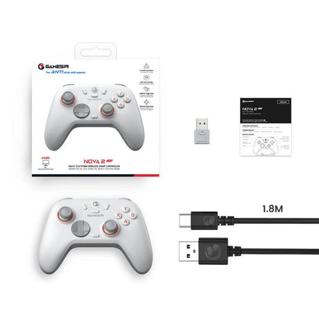 Wieloplatformowy bezprzewodowy kontroler gier Gamesir Nova 2 Lite (biały, Switch, PC, Android i iOS, Bluetooth 2,4 GHz USB)