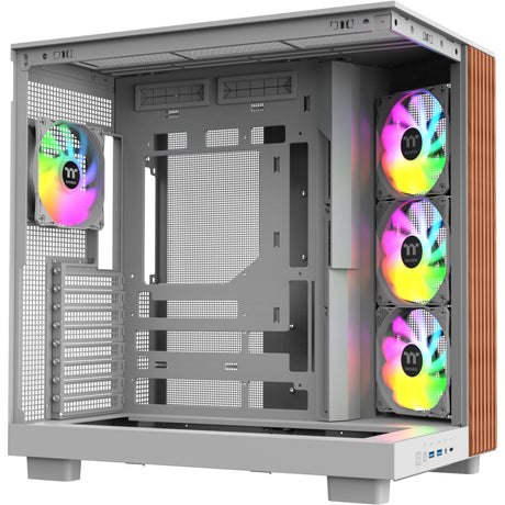 Obudowa Thermaltake View 380 XL WS ARGB MIDI Tower (biały kolor drewna | 2x USB-A | 1x USB-C | RGB | szkło hartowane)