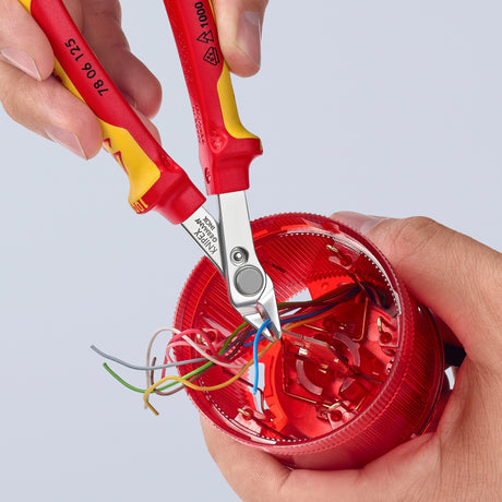 Szczypce dla elektroników Knipex Electronic Super Knips® VDE 78 06 125 (czerwony żółty)