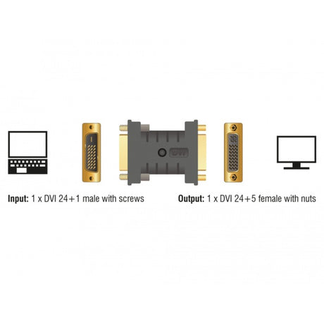 Delock Adapter dvi 24+1 męski na dvi 24+5 żeński (czarny)