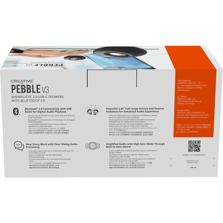 Głośnik do komputera Creative Pebble V3 (czarny, Bluetooth, USB-C, Aux)
