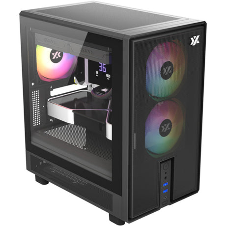 Obudowa Xyz pc gear atom midi tower (czarna | 2x USB-A | 1x USB-C | szkło hartowane)