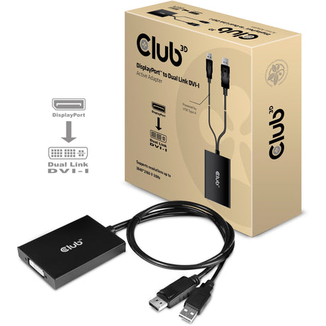Adapter Club 3d Displayport do aktywnego adaptera dual link dvi-i (czarny, aktywny adapter displayport do dual link dvi-i)