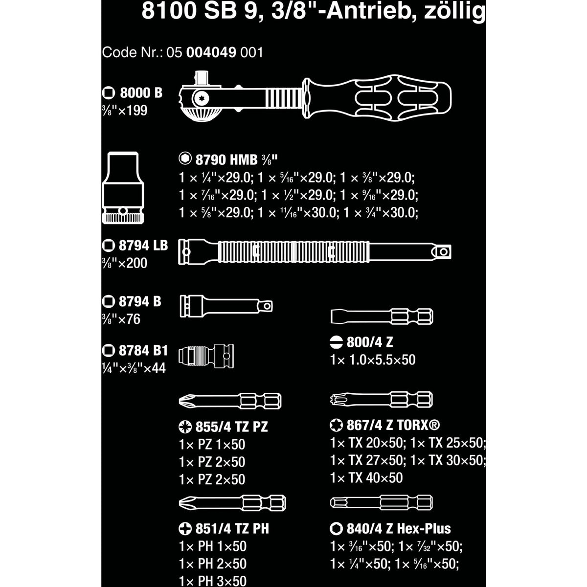 Zestaw narzędzi z grzechotką Zyklop Speed Wera 8100 sb 9 (czarno-zielony, 29-częściowy, grzechotka Speed z głowicą obrotową)