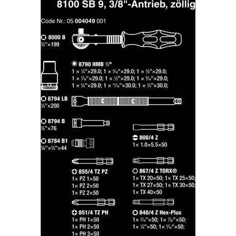 Zestaw narzędzi z grzechotką Zyklop Speed Wera 8100 sb 9 (czarno-zielony, 29-częściowy, grzechotka Speed z głowicą obrotową)