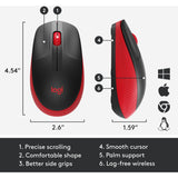 Pełnowymiarowa mysz bezprzewodowa Logitech m190 (czerwona, 1000 dpi)
