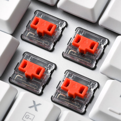 Mechaniczna klawiatura do gier Sharkoon purewriter rgb (biała, układ amerykański (qwerty), kailh choc niskoprofilowa czerwona, 100%, diody rgb)