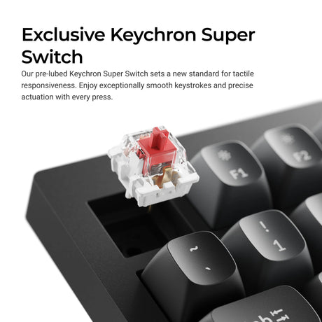 Keychron v6w-d3 8k qmk, niestandardowa przewodowa klawiatura mechaniczna (czarna, układ amerykański (qwerty), super brązowy, 100%, diody rgb, double-shot pbt, hot swap, 8k, przycisk)