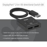 Club 3d 2-in-1 bidirectionele displayport switch (zwart, 8k)