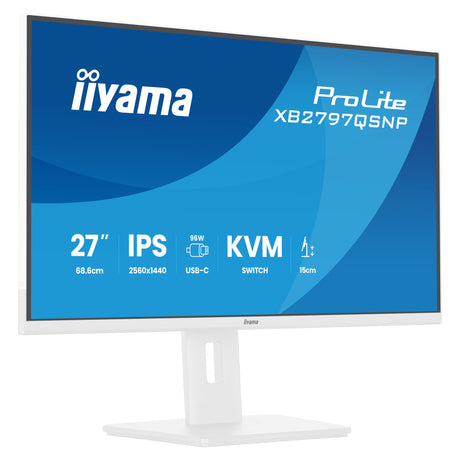 Monitor Iiyama prolite xb2797qsnp-w1 27 (biały, HDMI, DisplayPort, USB-C, LAN, audio)