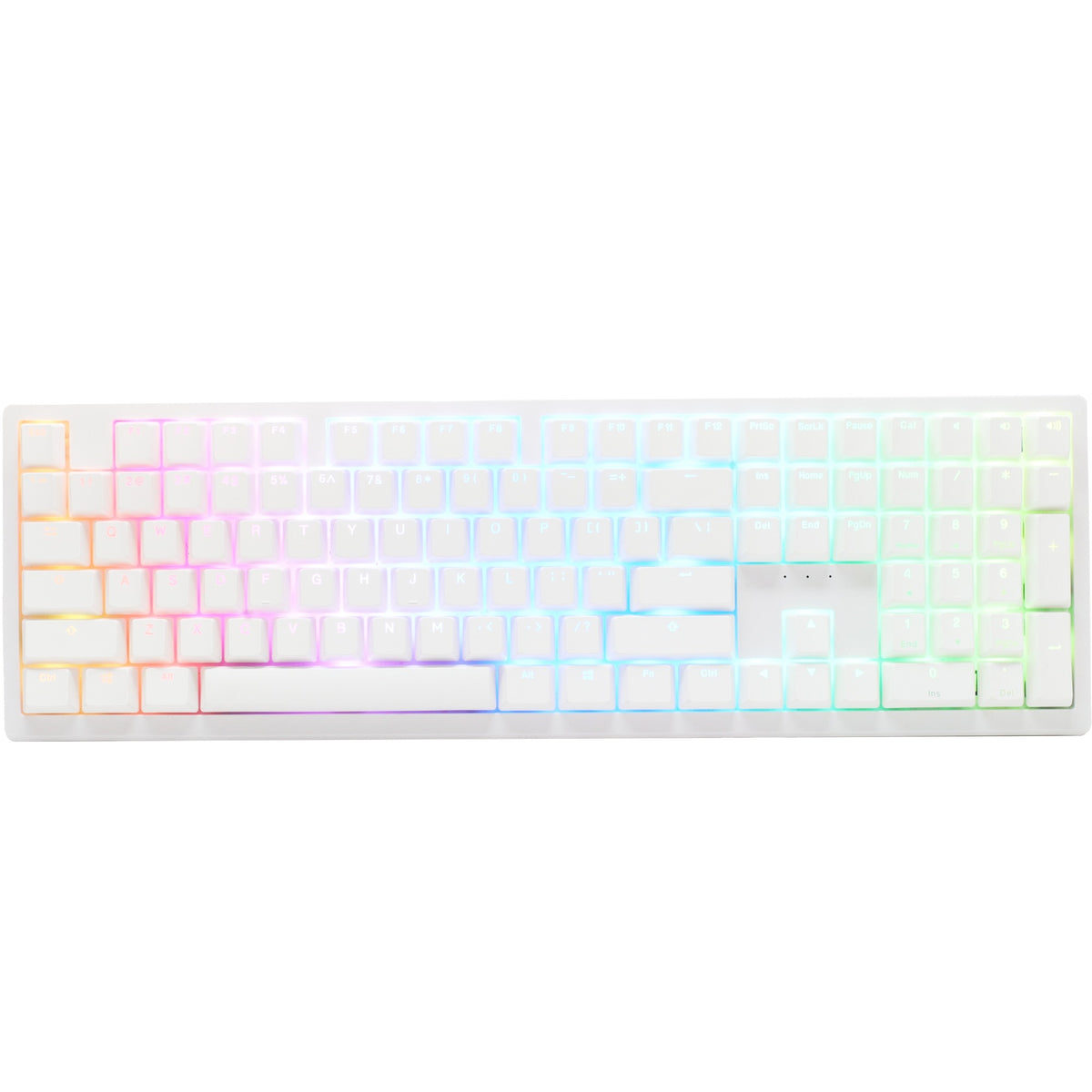 Ducky zero 6108 czysta biała mechaniczna klawiatura do gier rgb (biała, układ amerykański (qwerty), wiśnia mx2a speed silver, 100%, diody rgb, double-shot pbt, hot swap, 2,4 ghz | bluetooth | usb-c)