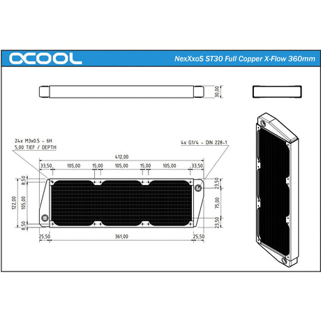 Grzejnik Alphacool nexxxos st30 x-flow 360mm (czarny)