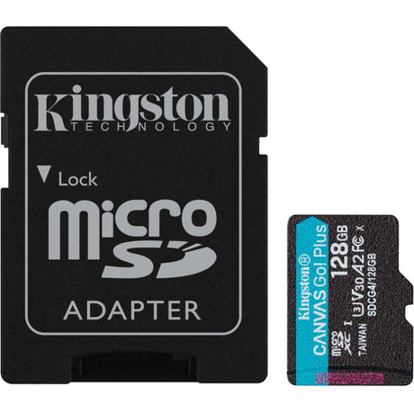 Płótno Kingston gotowe! plus karta pamięci microSDXC 128 GB (czarna, z adapterem, klasa 10, UHS-I U3, V30, A2)