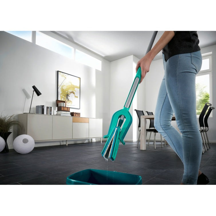 Wycieraczka podłogowa Leifheit Picobello s micro duo z rączką - szerokość wycierania 27 cm - turkusowo - szara