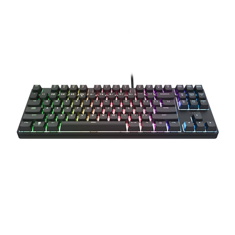 Kompaktowa mechaniczna klawiatura do gier Trust GXT 864 Cada (czarna, układ amerykański (Qwerty), Huano Brown, RGB)