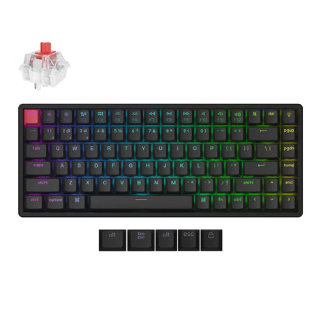 Klawiatura mechaniczna Keychron k2 qmk-c1 rgb (czarna, układ amerykański (qwerty), super czerwony, 75%, rgb, wiśniowy podwójny strzał pbt, bluetooth 5.2 | usb-c)