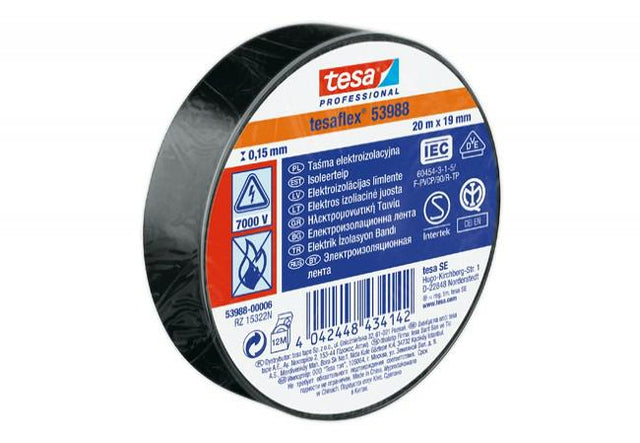 Tesa zwarte isolatieband 19mm x 20m 7000v