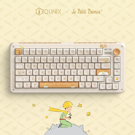 Bezprzewodowa klawiatura mechaniczna Iqunix ZX75 Sunset Ponder (jasnożółta, układ US (Qwerty), gateron czerwona, 75%, diody RGB, możliwość wymiany podczas pracy, podwójne pbt, 2,4 GHz | bluetooth 5.1 | USB-C)