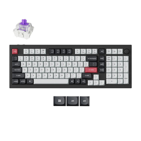 Keychron q5 on qmk bezprzewodowa niestandardowa klawiatura (czarna, układ amerykański (qwerty), mgławica magnetyczna z podwójną szyną gateron, 96%, diody rgb, osa double-shot pbt, hot swap, pokrętło, 2,4 ghz | bluetooth 5.1 | usb-c)